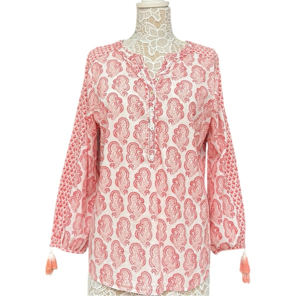 Sundance Pink Paisley Print Long Sleeve Blouse